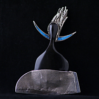 Designer Brosche aus Silber, Türkis und Horn