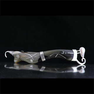 Silber Haarspange mit Zuchtperle und echtem Horn