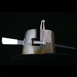 Silber Haarschmuck mit Perlmutt und echtem Horn